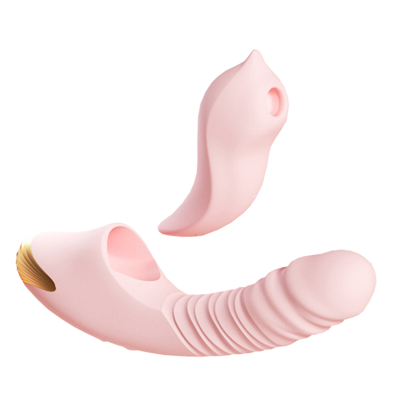 Pink Luna Duo with a sculpted main body, separate leaf-shaped component and gold-tone accents
